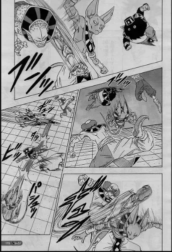 Beerus fighting the Gods of Destruction in the Battle of Gods, Dragon Ball Super Manga
