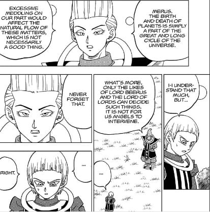 Whis and Merus talk about Goku and Moro in Dragon Ball Super Chapter 60
