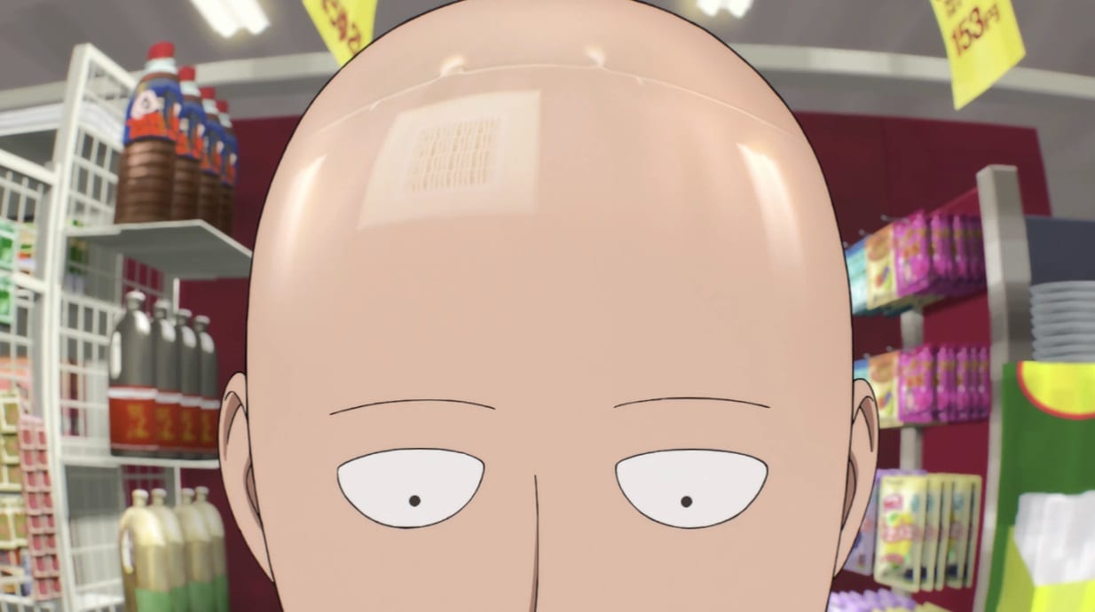 Saitama's bald shining head