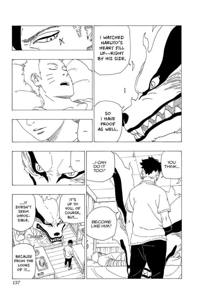 Kawaki asks Kurama if he can be like Naruto