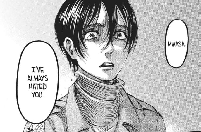 Eren tells Mikasa that he hates her; chapter 112 Attack on Titan