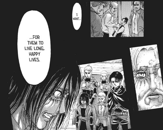 Eren wants his friends to live a long and happy life.