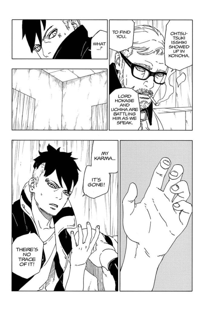 Kawaki checks his palm
