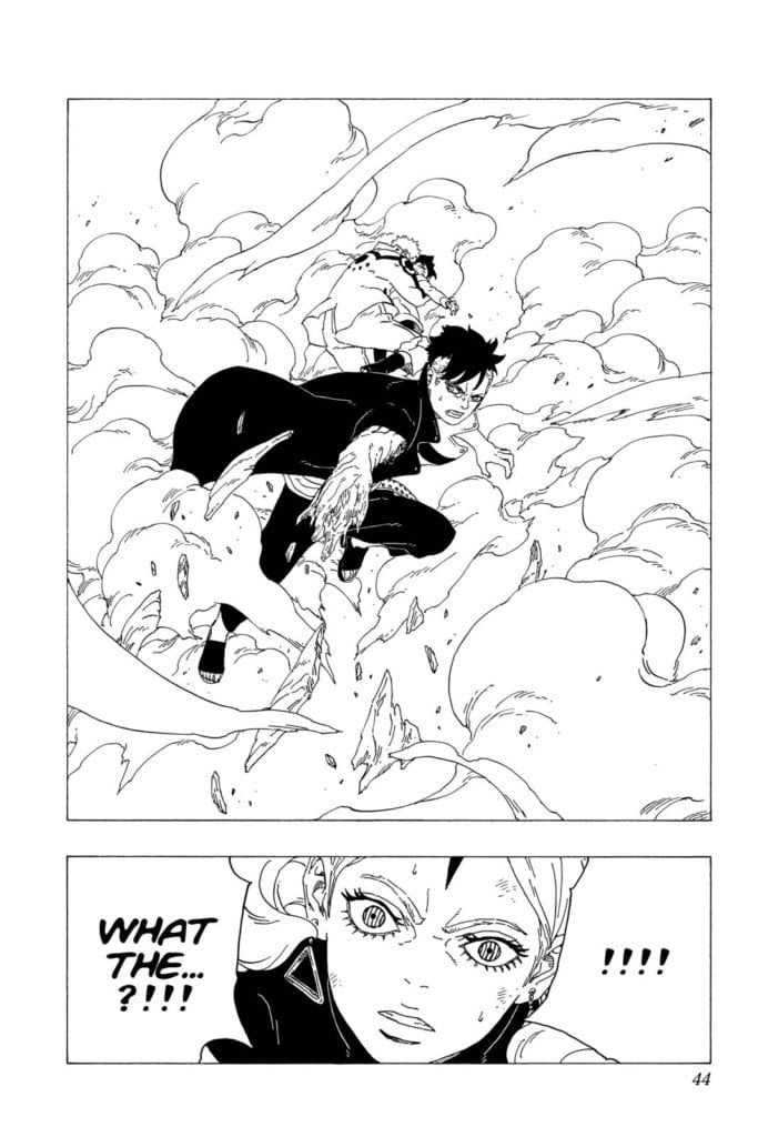 Kawaki saves Naruto and Himawari