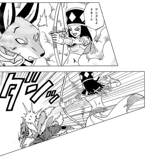 Heles attacks Liquiir with her bow and arrow