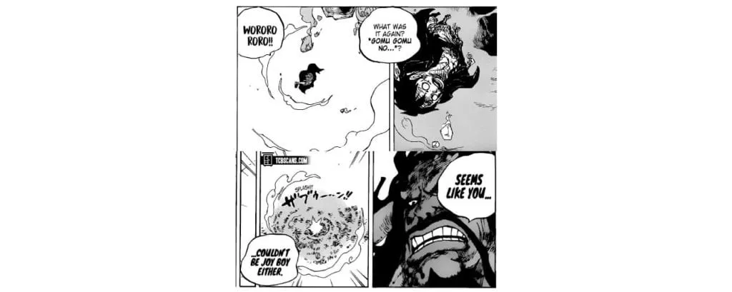 Luffy falls into the sea in one piece chapter 1014. Kaido knows something about Joy Boy