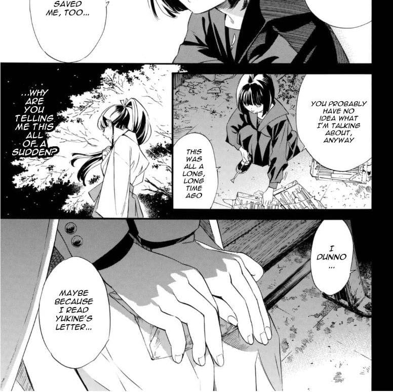 Hiyori's dialogue overlaps with Ytao's Shinki Sakura in Chapter 94-2