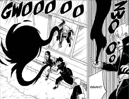 Boruto and Kawaki use space time ninjutsu using their Karma to unseal Naruto sealed by Jigen