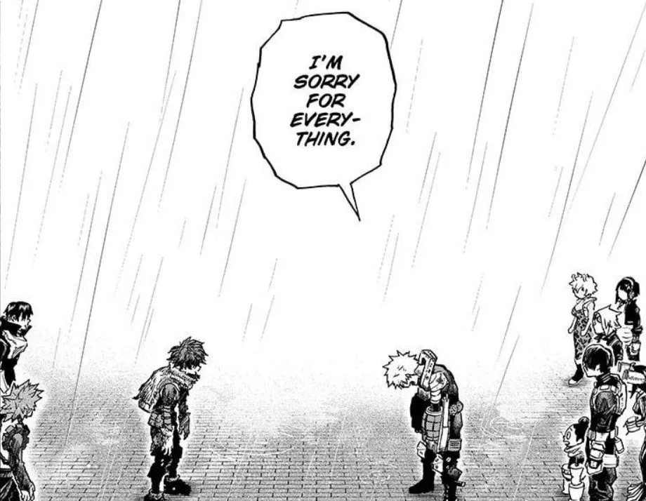 Bakugo owns up to his mistakes and apologises to Deku in MHA Chapter 322