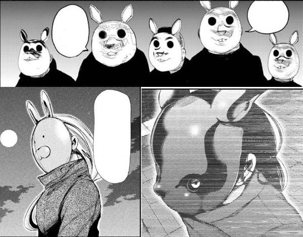 The rabbit mask bearers in Choujin X and Tokyo Ghoul