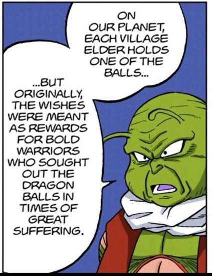 Moori says the Dragon Balls were created to aid warriors in desperate times