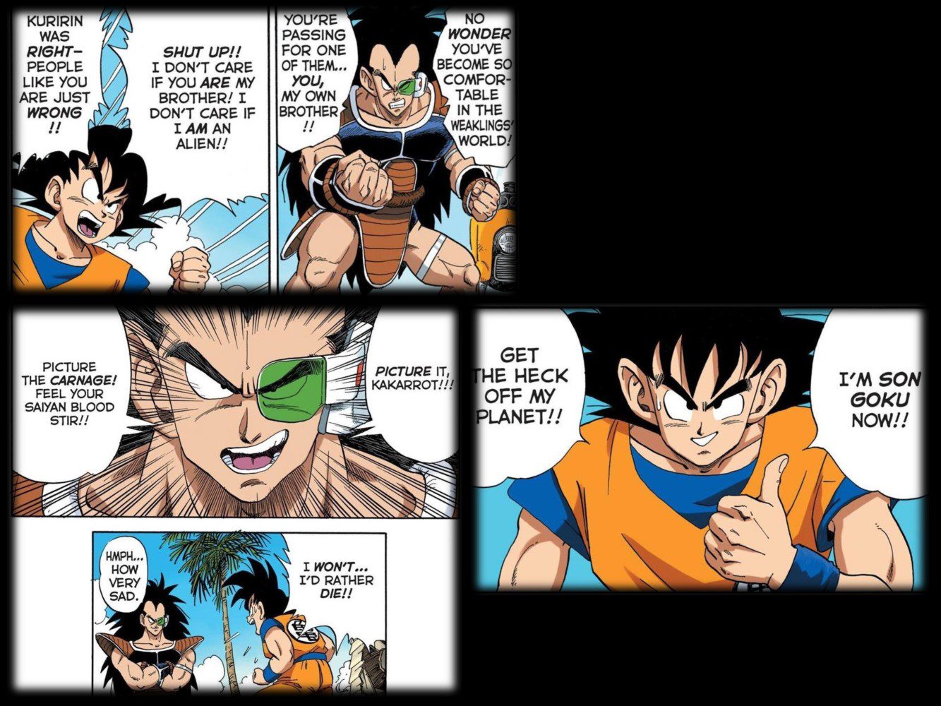 Goku initially refuses to accept his Saiyan origins