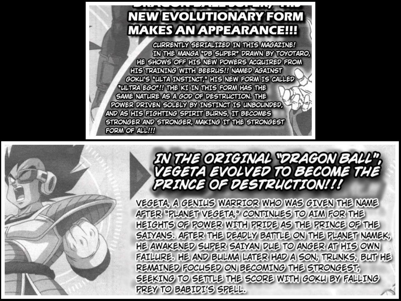 Vegeta described as the prince of destruction in a V-Jump article