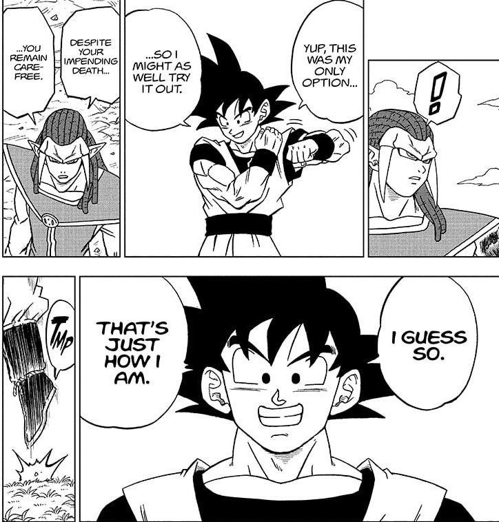 Goku being nonchalant about the possibility of dying at the hands of Gas