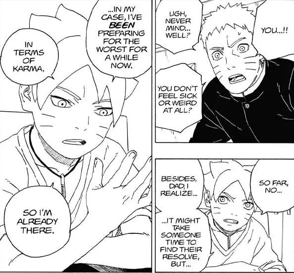 Boruto tells Naruto of his resolve (chapter 57)