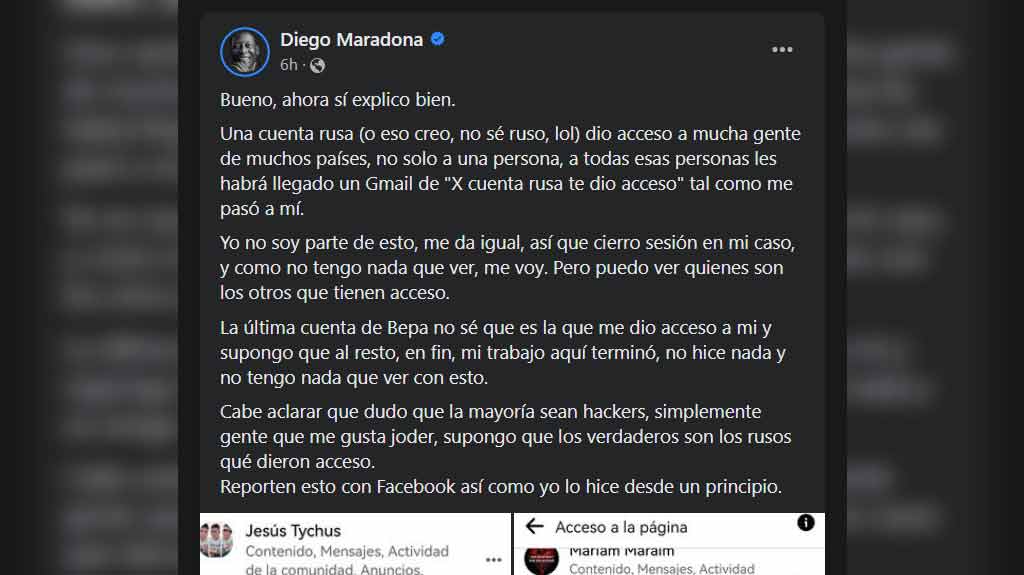 Maradona facebook hacked