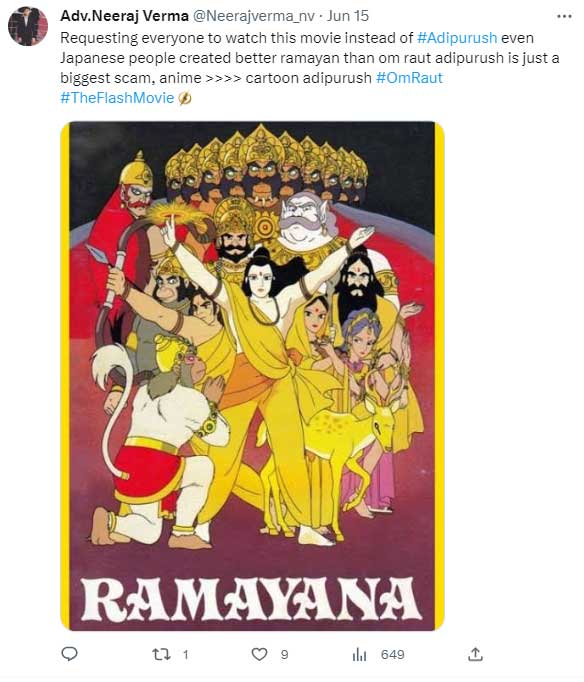 Adipurush Gets Compared to Ramayana Anime