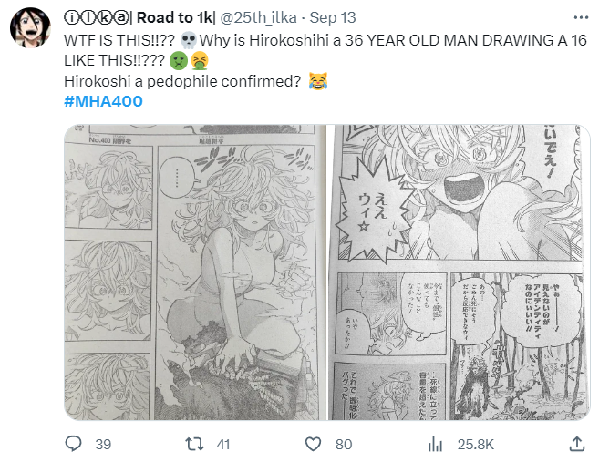 Horikoshi gets called a pedophile for Hagakure's portrayal in MHA chapter 400 leaks