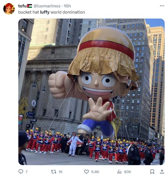 Luffy Macy's day parade fan reactions