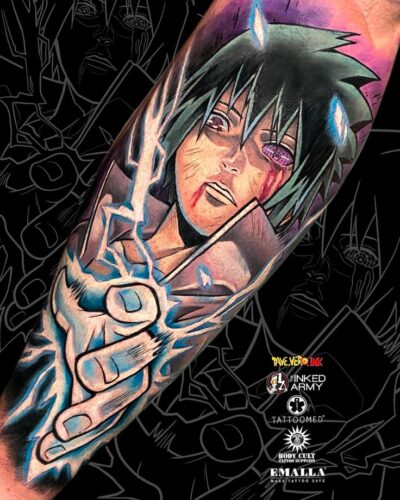 Sasuke Uchiha tattoo by dave vero.ink
