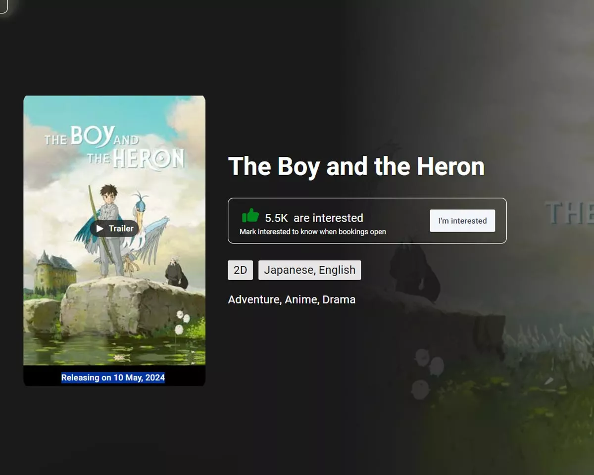 Boy & the Heron PVR cinemas release date