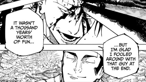 Yuta sticks his Katana into Kenjaku's brain effectively ending him!