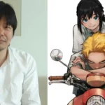 Studio Bones president Masahiko Minami alongside Don’t Laugh, Shijima-San